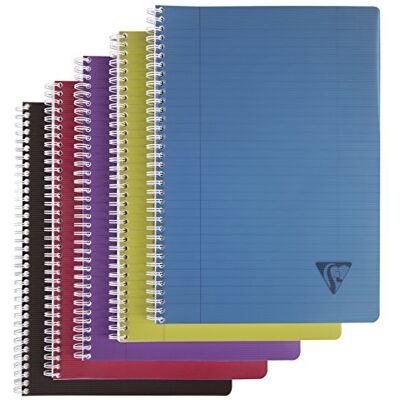 Clairefontaine 329146C Schulheft mit Spirale / Spiralheft Linicolor Intensive, DIN A4 21x29,7 cm, 90 Blatt 90g liniert mit Rand, Einband aus PP, farbig sortiert, 1 Stück Clairefontaine 329146C Schulheft mit Spirale / Spiralheft Linicolor Intensive, DIN A4 21x29,7 cm, 90 Blatt 90g liniert mit Rand, Einband aus PP, farbig sortiert, 1 Stück