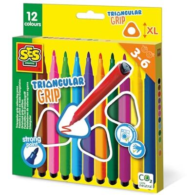 Creative 14696 Dreikant Filzstifte, 12 praktische dicke Stifte mit ergonomischem Griff, Für Kinder ab 3 Jahren Creative 14696 Dreikant Filzstifte, 12 praktische dicke Stifte mit ergonomischem Griff, Für Kinder ab 3 Jahren