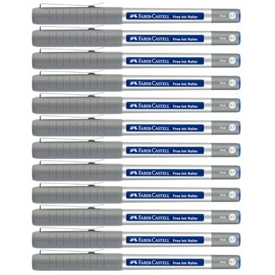 Faber-Castell Tintenroller Free Ink Blau, 12 Stück Dokumentenechter Rollerball mit 0,4 mm Spitze für präzises Schreiben und Notizen Faber-Castell Tintenroller Free Ink Blau, 12 Stück Dokumentenechter Rollerball mit 0,4 mm Spitze für präzises Schreiben und Notizen