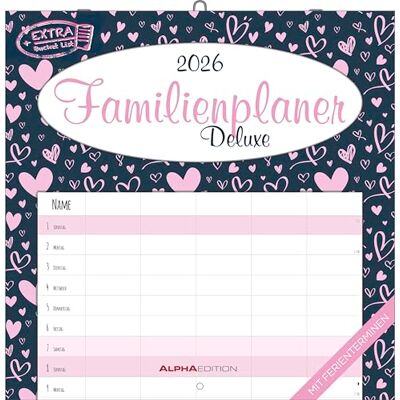 Alpha Familienplaner Deluxe Kalender 2026 – 30x30 cm – Broschürenkalender mit 5 Spalten & Platz für Notizen – Familienkalender mit Feiertagen & Ferienterminen – FSC-zertifiziert Alpha Familienplaner Deluxe Kalender 2026 – 30x30 cm – Broschürenkalender mit 5 Spalten & Platz für Notizen – Familienkalender mit Feiertagen & Ferienterminen – FSC-zertifiziert