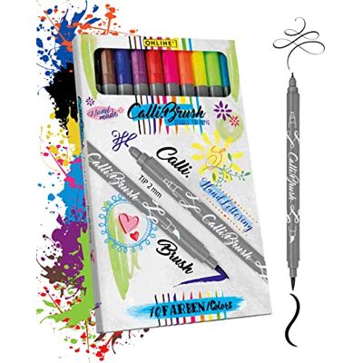 Online Calli.Brush 10er Set Handlettering Brush-Pen, Pinsel-Stifte Set, Kalligraphie-Set, Pens mit Calligraphie-Spitze und Pinsel-Spitze für Bullet Journal, Wasserfarben, Geschenkbox Online Calli.Brush 10er Set Handlettering Brush-Pen, Pinsel-Stifte Set, Kalligraphie-Set, Pens mit Calligraphie-Spitze und Pinsel-Spitze für Bullet Journal, Wasserfarben, Geschenkbox