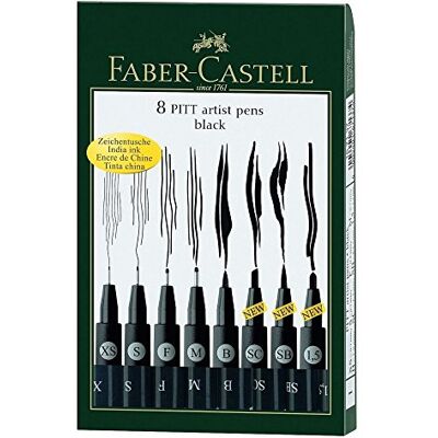 Faber-Castell 167137 Tuschestift Pitt Artist Pen, 8er Kunststoffetui, schwarz Faber-Castell 167137 Tuschestift Pitt Artist Pen, 8er Kunststoffetui, schwarz