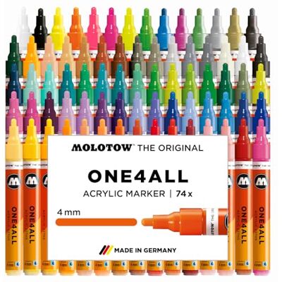Molotow One4All 227HS Acryl Marker Complete Set (4,0 mm Strichstärke, hochdeckend und permanent, schnell trocknend, nachfüllbar, für fast alle Untergründe) 74 Stück sortiert Molotow One4All 227HS Acryl Marker Complete Set (4,0 mm Strichstärke, hochdeckend und permanent, schnell trocknend, nachfüllbar, für fast alle Untergründe) 74 Stück sortiert