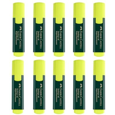 Faber-Castell Textmarker Set Gelb, 10 Stück Neon Marker mit hoher Leuchtkraft für Schule, Studium und Büro Faber-Castell Textmarker Set Gelb, 10 Stück Neon Marker mit hoher Leuchtkraft für Schule, Studium und Büro