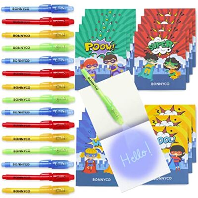 BONNYCO UV Stift und Notizbuch, 16 Stück Superhelden Mitgebsel Kindergeburtstag. Kindergeburtstag Gastgeschenke, Kleine Geschenke für Kinder. Adventskalender Superhelden Geburtstagsdeko BONNYCO UV Stift und Notizbuch, 16 Stück Superhelden Mitgebsel Kindergeburtstag. Kindergeburtstag Gastgeschenke, Kleine Geschenke für Kinder. Adventskalender Superhelden Geburtstagsdeko