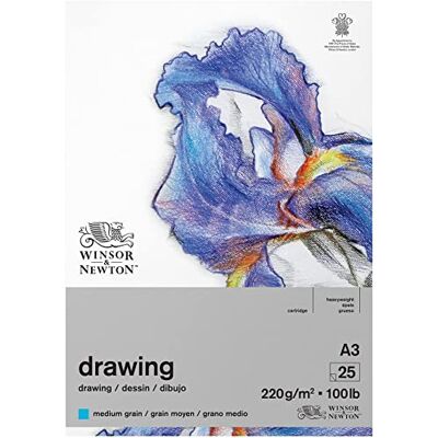 Winsor & Newton 6689748 Zeichenpapier im Block 25 Blatt A3, 220g/m², mittlere Körnung, natürliches Weiß, säurefrei, Alterungsbeständig, Ideal für Bleistift, Buntstift, Pastell und Kohle Winsor & Newton 6689748 Zeichenpapier im Block 25 Blatt A3, 220g/m², mittlere Körnung, natürliches Weiß, säurefrei, Alterungsbeständig, Ideal für Bleistift, Buntstift, Pastell und Kohle