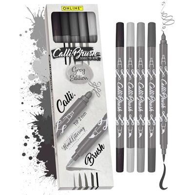 Online Calli.Brush Grey, 5er Set Handlettering Brush-Pen, Pinsel-Stifte Set, Kalligraphie-Set, Pens mit Calligraphie-Spitze und Pinsel-Spitze für Bullet Journaling, Wasserfarben, Aquarellieren Online Calli.Brush Grey, 5er Set Handlettering Brush-Pen, Pinsel-Stifte Set, Kalligraphie-Set, Pens mit Calligraphie-Spitze und Pinsel-Spitze für Bullet Journaling, Wasserfarben, Aquarellieren