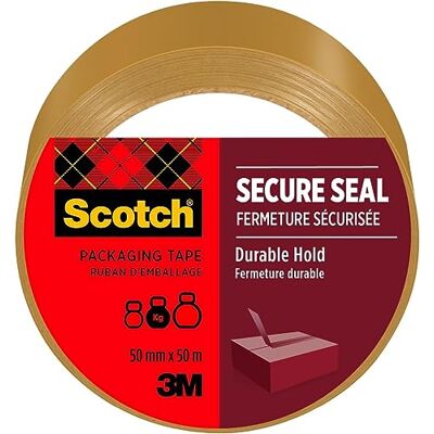 Scotch Secure Seal Verpackungsband, Braun, 1 Rolle, 50 mm x 50 m Strapazierfähiges Verpackungsband für Versandpakete und Lagerkartons; Starker Halt, Reißt und Spaltet Nicht Scotch Secure Seal Verpackungsband, Braun, 1 Rolle, 50 mm x 50 m Strapazierfähiges Verpackungsband für Versandpakete und Lagerkartons; Starker Halt, Reißt und Spaltet Nicht
