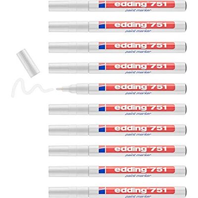 edding 751 Lackmarker weiß 10 Lackmarker Rundspitze 1-2 mm Lackstift für Glas, Stein, Holz, Kunststoff und Papier wasserfest, stark deckend edding 751 Lackmarker weiß 10 Lackmarker Rundspitze 1-2 mm Lackstift für Glas, Stein, Holz, Kunststoff und Papier wasserfest, stark deckend