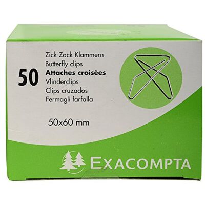 Exacompta 14766E 50er Pack ZickZack Büroklammern 50x60mm Eckklammern aus Aluminium in praktischer Aufbewahrungsbox Exacompta 14766E 50er Pack ZickZack Büroklammern 50x60mm Eckklammern aus Aluminium in praktischer Aufbewahrungsbox