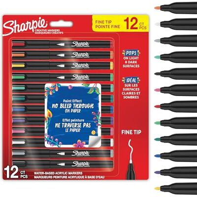 Sharpie Creative Marker Acryl-Farbstifte Wasserbasierte Farbmarker mit Feiner Spitze Bastel- & Künstlerbedarf gemischte Farben 12 Stück Sharpie Creative Marker Acryl-Farbstifte Wasserbasierte Farbmarker mit Feiner Spitze Bastel- & Künstlerbedarf gemischte Farben 12 Stück