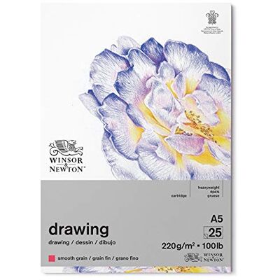 Winsor & Newton 6689740 Zeichenpapier im Block 25 Blatt A5, 220g/m²,feine Körnung, natürliches Weiß, säurefrei in archivierbarer Qualität, Alterungsbeständig für Fineliner, Tusche, Buntstift Winsor & Newton 6689740 Zeichenpapier im Block 25 Blatt A5, 220g/m²,feine Körnung, natürliches Weiß, säurefrei in archivierbarer Qualität, Alterungsbeständig für Fineliner, Tusche, Buntstift