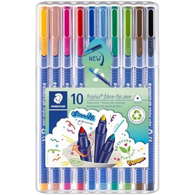 Staedtler triplus color 323 Filzstifte – 10er Box, 1,0 mm Dreikantiger Fasermaler, DRY SAFE Tinte – für Kinder, ergonomisch – Art.-Nr. 323 SB10 Staedtler triplus color 323 Filzstifte – 10er Box, 1,0 mm Dreikantiger Fasermaler, DRY SAFE Tinte – für Kinder, ergonomisch – Art.-Nr. 323 SB10