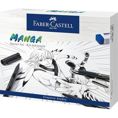 Faber-Castell Manga Starter Set Pitt Artist Pen, 6-teilig Mit 3 Pitt Artist Pens, Druckbleistift, Radierer, Gliederpuppe und Anleitungsheft für den Einstieg in Manga-Kunst Faber-Castell Manga Starter Set Pitt Artist Pen, 6-teilig Mit 3 Pitt Artist Pens, Druckbleistift, Radierer, Gliederpuppe und Anleitungsheft für den Einstieg in Manga-Kunst