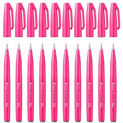 Pentel SES15C-P Faserschreiber mit Flexibler Pinsel-ähnlicher Spitze pink 10 Stück Pentel SES15C-P Faserschreiber mit Flexibler Pinsel-ähnlicher Spitze pink 10 Stück