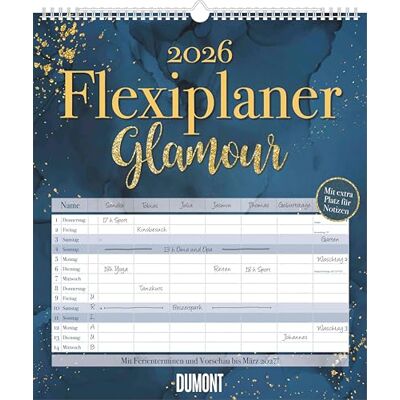 DUMONT Flexiplaner Glamour 2026 – Familienplaner 35x40 cm – Wandkalender mit 7 Spalten, Mondphasen & Datumsstickern, stilvoll organisiert DUMONT Flexiplaner Glamour 2026 – Familienplaner 35x40 cm – Wandkalender mit 7 Spalten, Mondphasen & Datumsstickern, stilvoll organisiert