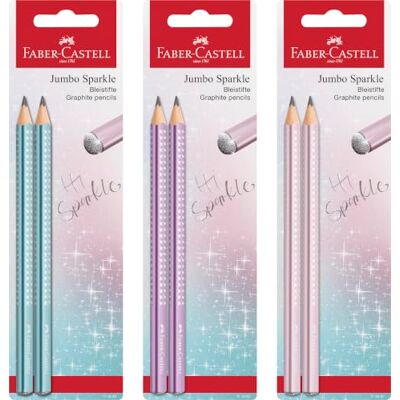 Faber-Castell 111683 Bleistifte Set Sparkle, 2 Jumbo Bleistifte, rose, ocean, violet sortiert (keine Auswahl möglich) Faber-Castell 111683 Bleistifte Set Sparkle, 2 Jumbo Bleistifte, rose, ocean, violet sortiert (keine Auswahl möglich)