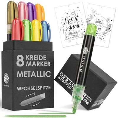 OfficeTree 8x Kreidemarker Metallic 1mm bis 6mm wechselbare Spitzen Kreidestifte für Tafel abwaschbar Kreidestifte für Fenster Fensterkreide Stifte Fensterstifte abwaschbar Kinder OfficeTree 8x Kreidemarker Metallic 1mm bis 6mm wechselbare Spitzen Kreidestifte für Tafel abwaschbar Kreidestifte für Fenster Fensterkreide Stifte Fensterstifte abwaschbar Kinder