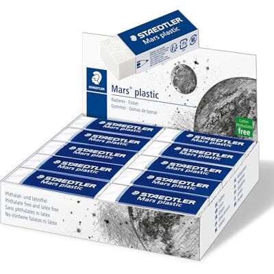 Staedtler 526 50 Radierer Mars plastic phtalat und latexfrei, Schachtel mit 20 Stück, weiß Staedtler 526 50 Radierer Mars plastic phtalat und latexfrei, Schachtel mit 20 Stück, weiß