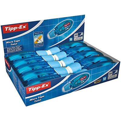 BIC Tipp-Ex Korrekturroller Micro Tape Twist mit Schutzkappe, 8m x 5mm, 10er Pack, Ideal für das Büro, das Home Office oder die Schule BIC Tipp-Ex Korrekturroller Micro Tape Twist mit Schutzkappe, 8m x 5mm, 10er Pack, Ideal für das Büro, das Home Office oder die Schule