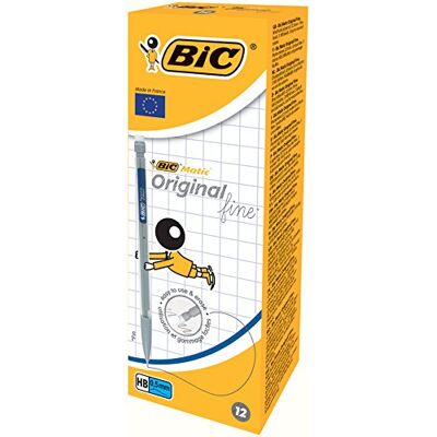 BIC 820958 Druckbleistift Matic, 0,5 mm, HB, sortierte Clipfarben, inklusive drei Minen, Schachtel à 12 Stück, hellgrau BIC 820958 Druckbleistift Matic, 0,5 mm, HB, sortierte Clipfarben, inklusive drei Minen, Schachtel à 12 Stück, hellgrau