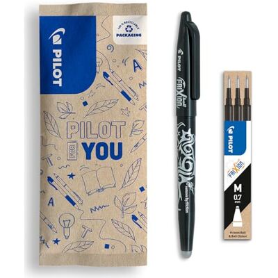 PILOT FriXion Ball 0.7 Set Radierbarer Tintenroller + 3er-Minen-Set Nachfüllbarer Rollerball aus Recyceltem Kunststoff Angenehmes Schreibgefühl Schwarz Mittlere Spitze PILOT FriXion Ball 0.7 Set Radierbarer Tintenroller + 3er-Minen-Set Nachfüllbarer Rollerball aus Recyceltem Kunststoff Angenehmes Schreibgefühl Schwarz Mittlere Spitze