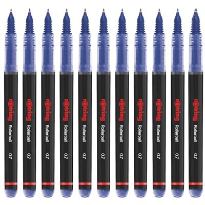 rOtring Rollerball Tintenroller feine Spitze (0,7 mm) für saubere Linien blaue Tinte 12 Stück rOtring Rollerball Tintenroller feine Spitze (0,7 mm) für saubere Linien blaue Tinte 12 Stück