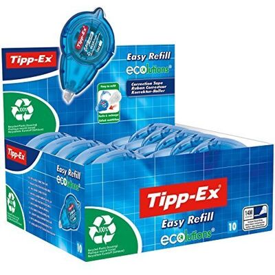 BIC Tipp-Ex Korrekturroller Easy Refill ECOlutions, nachfüllbare Kassette, 14m x 5mm, 10er Pack, Ideal für das Büro, das Home Office oder die Schule BIC Tipp-Ex Korrekturroller Easy Refill ECOlutions, nachfüllbare Kassette, 14m x 5mm, 10er Pack, Ideal für das Büro, das Home Office oder die Schule