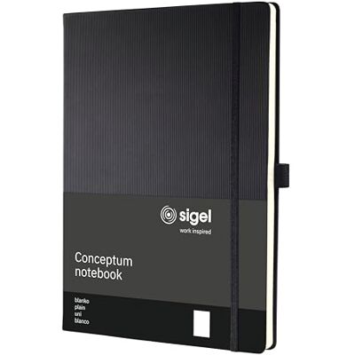 Sigel Conceptum Premium Notizbuch A4 blanko schwarz Hardcover 194 Seiten CO110, Nummerierte Seiten mit Inhaltsverzeichnis, Stiftschlaufe, Falttasche und Gummibandverschluss Sigel Conceptum Premium Notizbuch A4 blanko schwarz Hardcover 194 Seiten CO110, Nummerierte Seiten mit Inhaltsverzeichnis, Stiftschlaufe, Falttasche und Gummibandverschluss