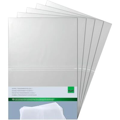 Sigel Doppel Transparenthüllen A4 für Speisekartenmappe 50 Stück SM180/5, Für Gummibindung, strapazierfähig und leicht abwischbar Sigel Doppel Transparenthüllen A4 für Speisekartenmappe 50 Stück SM180/5, Für Gummibindung, strapazierfähig und leicht abwischbar