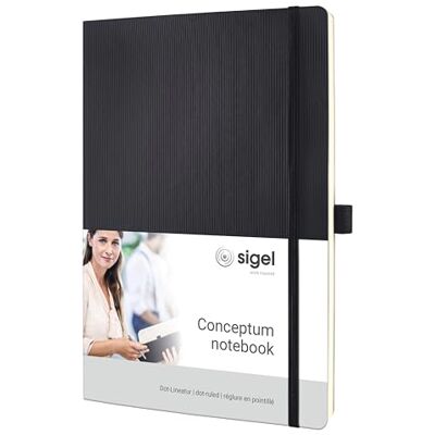 Sigel Conceptum Premium Notizbuch A4 dotted schwarz Softcover CO308, 194 nummerierte Seiten mit Inhaltsverzeichnis, Falttasche und Stiftschlaufe Sigel Conceptum Premium Notizbuch A4 dotted schwarz Softcover CO308, 194 nummerierte Seiten mit Inhaltsverzeichnis, Falttasche und Stiftschlaufe