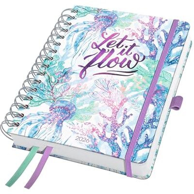 Sigel J6604 Spiralkalender 2026 A5, lila, grün, Hardcover, Gummiband, Stiftschlaufe, Einstecktasche, 2 Zeichenbänder, 240 Seiten, vegan, Buchkalender, Terminplaner Taschenkalender Jolie Sigel J6604 Spiralkalender 2026 A5, lila, grün, Hardcover, Gummiband, Stiftschlaufe, Einstecktasche, 2 Zeichenbänder, 240 Seiten, vegan, Buchkalender, Terminplaner Taschenkalender Jolie
