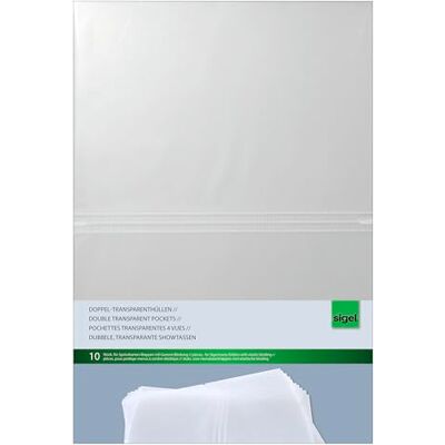 Sigel Doppel Transparenthüllen A4 für Speisekartenmappe 10 Stück SM180, Für Gummibindung, strapazierfähig und leicht abwischbar Sigel Doppel Transparenthüllen A4 für Speisekartenmappe 10 Stück SM180, Für Gummibindung, strapazierfähig und leicht abwischbar