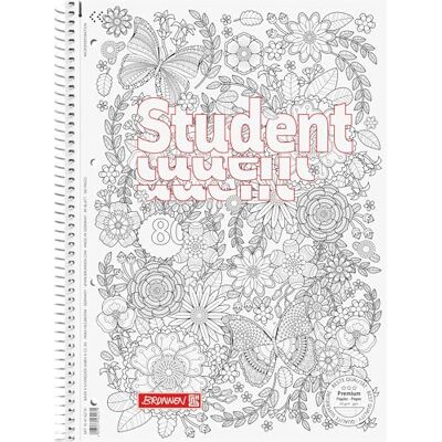 BRUNNEN Collegeblock Premium Student „Schmetterling“ ZENart A4, Lineatur 27, 80 Blatt, weiß BRUNNEN Collegeblock Premium Student „Schmetterling“ ZENart A4, Lineatur 27, 80 Blatt, weiß
