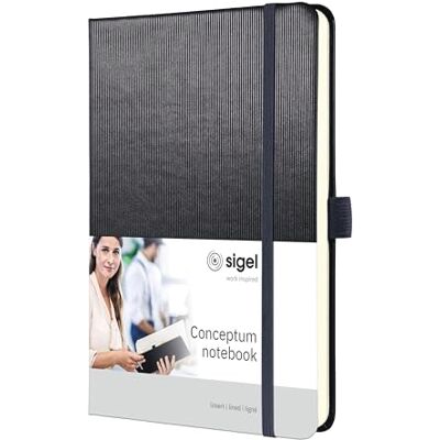 Sigel CO405 Premium Notizbuch A5 liniert grau metallic, Hardcover, 194 nummerierte Seiten, nachhaltiges Papier, mit Inhaltsverzeichnis, Stiftschlaufe, Falttasche, Gummibandverschluss, Conceptum Sigel CO405 Premium Notizbuch A5 liniert grau metallic, Hardcover, 194 nummerierte Seiten, nachhaltiges Papier, mit Inhaltsverzeichnis, Stiftschlaufe, Falttasche, Gummibandverschluss, Conceptum