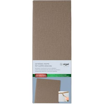 Sigel Getränkemappe Barformat 1/2 A4 Speisekarte beige GM102, Gummi-Bindung mit Leinenstruktur, strapazierfähig und leicht abwischbar, für Cafés und Bars Sigel Getränkemappe Barformat 1/2 A4 Speisekarte beige GM102, Gummi-Bindung mit Leinenstruktur, strapazierfähig und leicht abwischbar, für Cafés und Bars