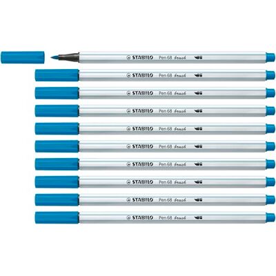 STABILO Premium-Filzstift mit Pinselspitze für variable Strichstärken Pen 68 brush 10er Pack hellblau STABILO Premium-Filzstift mit Pinselspitze für variable Strichstärken Pen 68 brush 10er Pack hellblau