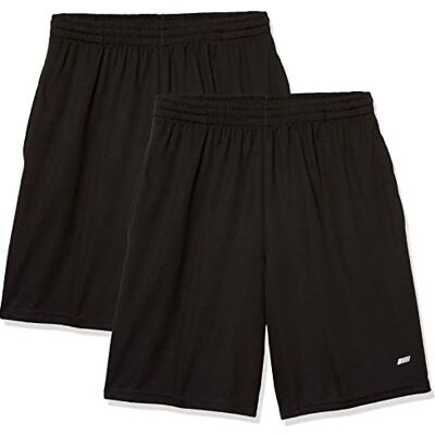 Amazon Essentials Herren Sportliche Basketball-Performance-Tech-Trainingsshorts mit Lockerer Passform, 20,3cm Beininnenlänge, 2er-Pack, Schwarz, L Amazon Essentials Herren Sportliche Basketball-Performance-Tech-Trainingsshorts mit Lockerer Passform, 20,3cm Beininnenlänge, 2er-Pack, Schwarz, L