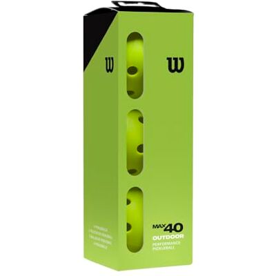 WILSON Max 40 Outdoor Pickleball-Bälle, USA Pickleball genehmigt, Bietet zuverlässige Flugbahn & klares Gefühl, 3er-Pack, Farbe: Grün WILSON Max 40 Outdoor Pickleball-Bälle, USA Pickleball genehmigt, Bietet zuverlässige Flugbahn & klares Gefühl, 3er-Pack, Farbe: Grün