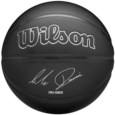 WILSON NBA Player Evergreen Basketball, Mit Pure Feel Bezug, Ideal Für Spiele Im Freien, Wetterfest, Spieler: Dončić, Farbe: Schwarz, Größe: 7 WILSON NBA Player Evergreen Basketball, Mit Pure Feel Bezug, Ideal Für Spiele Im Freien, Wetterfest, Spieler: Dončić, Farbe: Schwarz, Größe: 7