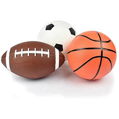 LEGAMI Set mit 3 Mini-Bällen, Mini-Ball-Set, 12 x 3,7 cm, Fußball, American Football und einem Basketball, alle aus Kunststoff LEGAMI Set mit 3 Mini-Bällen, Mini-Ball-Set, 12 x 3,7 cm, Fußball, American Football und einem Basketball, alle aus Kunststoff
