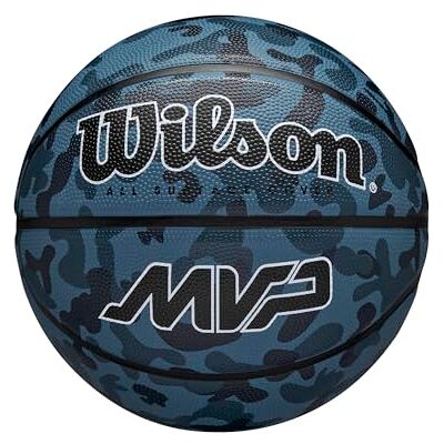 WILSON MVP CAMO Basketball, Aus langlebigem Gummi für All-Surface-Leistung, Erleben Sie verbesserten Grip & Kontrolle, Farbe: Blau, Größe: 5 WILSON MVP CAMO Basketball, Aus langlebigem Gummi für All-Surface-Leistung, Erleben Sie verbesserten Grip & Kontrolle, Farbe: Blau, Größe: 5