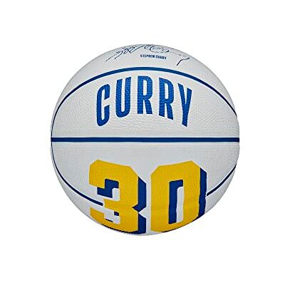 WILSON Basketball, NBA Player Icon Mini, Stephen Curry, Golden State Warriors, Outdoor und Indoor, Größe: 3, Blau/Gelb WILSON Basketball, NBA Player Icon Mini, Stephen Curry, Golden State Warriors, Outdoor und Indoor, Größe: 3, Blau/Gelb