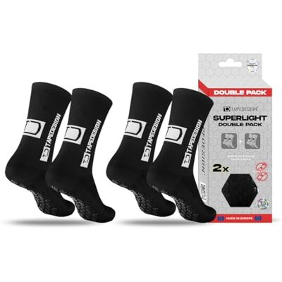 Tapedesign – Doppelpack Superlight Socks – 2 Paar ultraleichte Grip Socken für Fußball & Sport – Super dünn & elastisch – Rutschfest in Schuhen – Maximaler Halt & Komfort für Training & Wettkampf Tapedesign – Doppelpack Superlight Socks – 2 Paar ultraleichte Grip Socken für Fußball & Sport – Super dünn & elastisch – Rutschfest in Schuhen – Maximaler Halt & Komfort für Training & Wettkampf