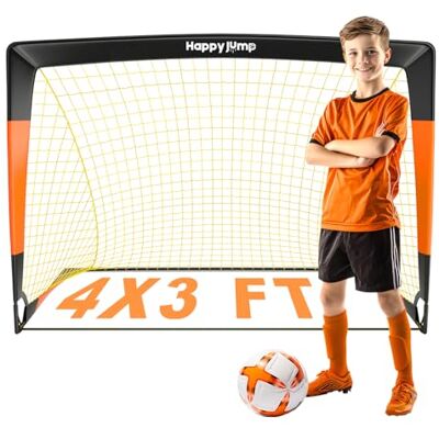 Happy Jump Pop-Up Fußballtor –120x90 cm, 1 Tor, Schwarz Orange Faltbares Tor aus Glasfaser für Kinder & Erwachsene Ideal für Garten & Park Happy Jump Pop-Up Fußballtor –120x90 cm, 1 Tor, Schwarz Orange Faltbares Tor aus Glasfaser für Kinder & Erwachsene Ideal für Garten & Park