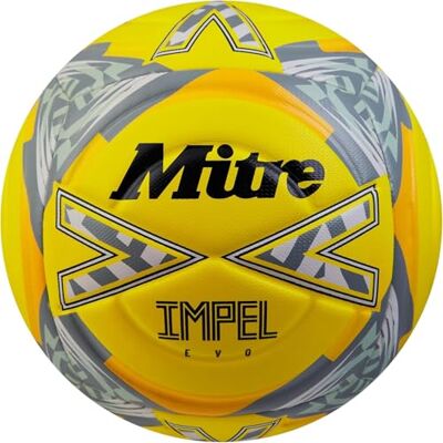 Mitre Impel Evo Fußball Strapazierfähiger Trainingsball Hyperseam-Technologie Fußball, Fluoreszierendes Gelb/Schwarz/Circular-Grau, 5 Mitre Impel Evo Fußball Strapazierfähiger Trainingsball Hyperseam-Technologie Fußball, Fluoreszierendes Gelb/Schwarz/Circular-Grau, 5