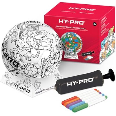 Hy-Pro Doodlekick Fußball zum Ausmalen mit Pumpe im Lieferumfang enthalten – Ball Größe 2 mit Ständer und Stifte-Set zum personalisierten Ausmalen – Kritzelball für Kinder, tolles Geschenk für Hy-Pro Doodlekick Fußball zum Ausmalen mit Pumpe im Lieferumfang enthalten – Ball Größe 2 mit Ständer und Stifte-Set zum personalisierten Ausmalen – Kritzelball für Kinder, tolles Geschenk für