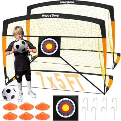 Happy Jump Pop-Up Fußballtor – Faltbar für Kinder & Erwachsene 1 oder 2 Tore: 120x90 / 152x110 / 213x152 cm Optional mit Ball, Pumpe, Hütchen & Zielscheibe Für Garten & Geschenk Happy Jump Pop-Up Fußballtor – Faltbar für Kinder & Erwachsene 1 oder 2 Tore: 120x90 / 152x110 / 213x152 cm Optional mit Ball, Pumpe, Hütchen & Zielscheibe Für Garten & Geschenk