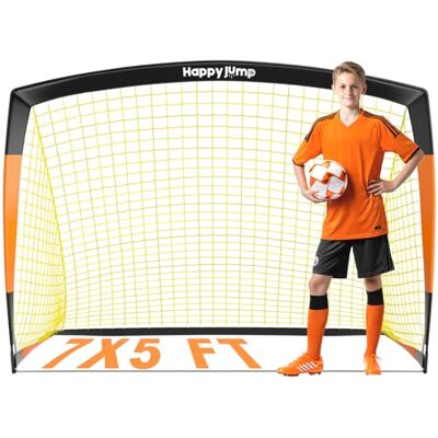 Happy Jump Pop-Up Fußballtor –213x152 cm, 1 Tor, Schwarz Orange Faltbares Tor aus Glasfaser für Kinder & Erwachsene Ideal für Garten & Park Happy Jump Pop-Up Fußballtor –213x152 cm, 1 Tor, Schwarz Orange Faltbares Tor aus Glasfaser für Kinder & Erwachsene Ideal für Garten & Park