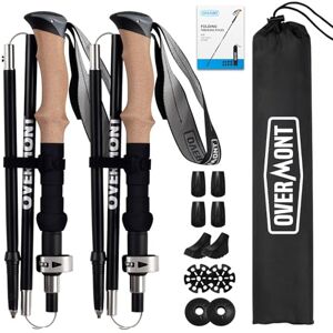 OVERMONT Wanderstöcke Faltbar Carbon Ultraleicht Verstellbar 105-125 cm Trekkingstöcke Nordic Walking Stöcke 1 Paar mit All-Terrain Zubehör Schwarz OVERMONT Wanderstöcke Faltbar Carbon Ultraleicht Verstellbar 105-125 cm Trekkingstöcke Nordic Walking Stöcke 1 Paar mit All-Terrain Zubehör Schwarz